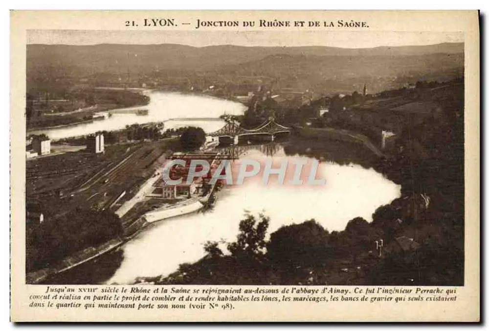 Lyon — Junção do Rio Rône e do Rio Saône — X. Coutagny, editora, 36, rua Victor-Hugo, Lyon - Frente