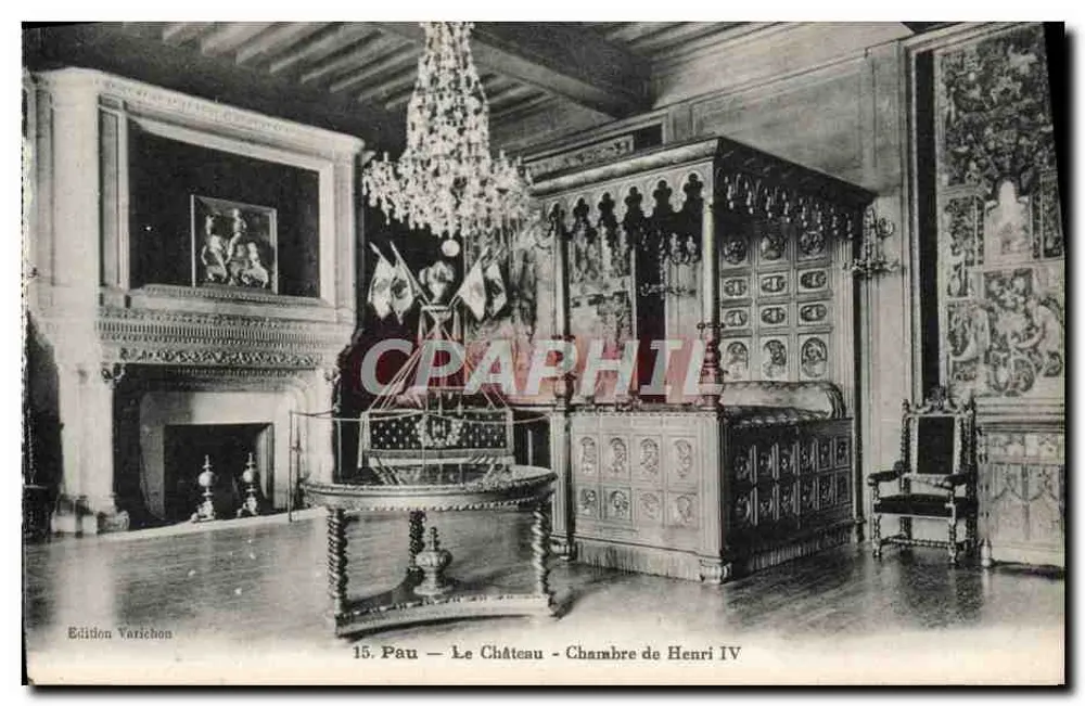 Pau — El Castillo - Habitación de Enrique IV — Edición Varichon n°15 - Anverso