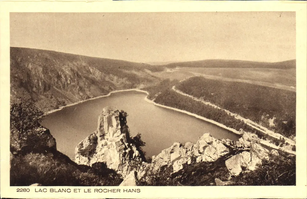 Lac Blanc e o Rocher Hans — vista panorâmica — série 2280 — edição Braun & Cie, Mulhouse-Dornach - Frente