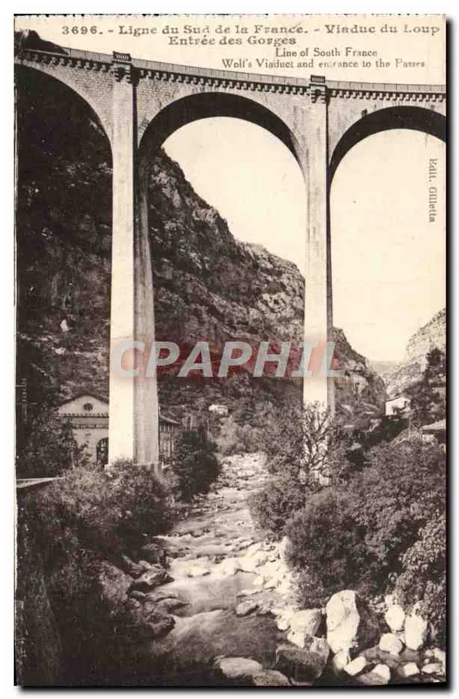 Loup-Viadukt - Eingang zu den Schluchten - Südbahn Frankreich — J. Gilletta, Nice, n° 3696 - Vorderseite