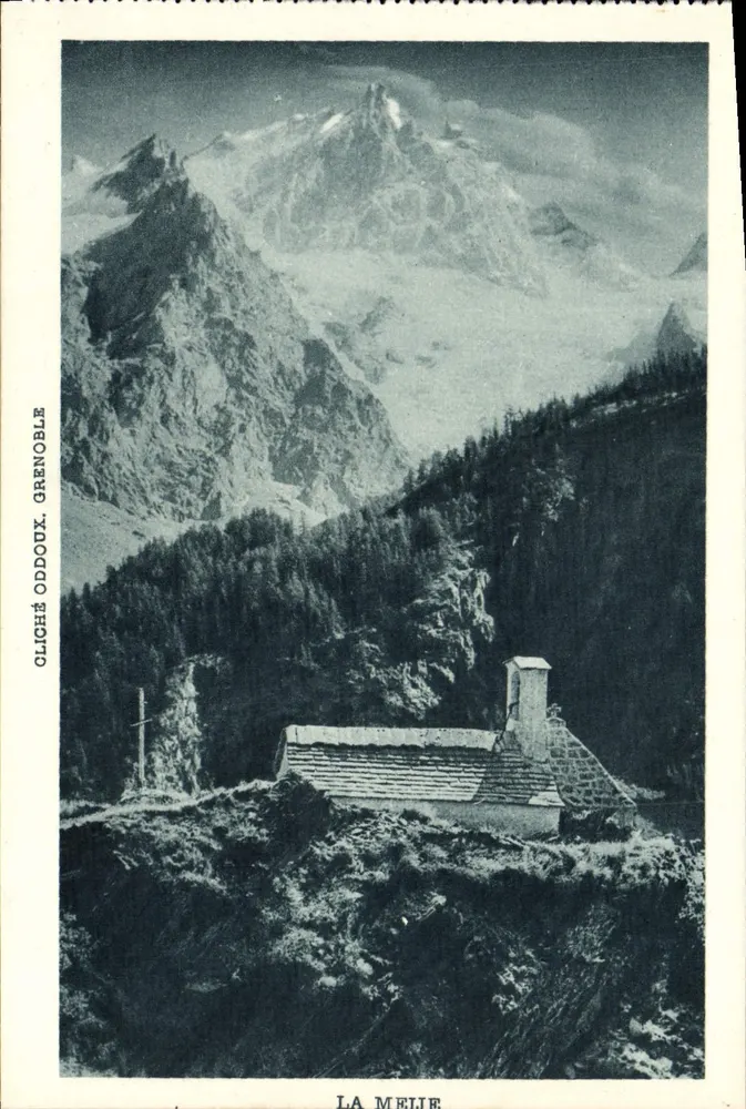 La Mélie — vista panorâmica com o Monte Branco no fundo — Oliché Oddoux, Grenoble - Frente