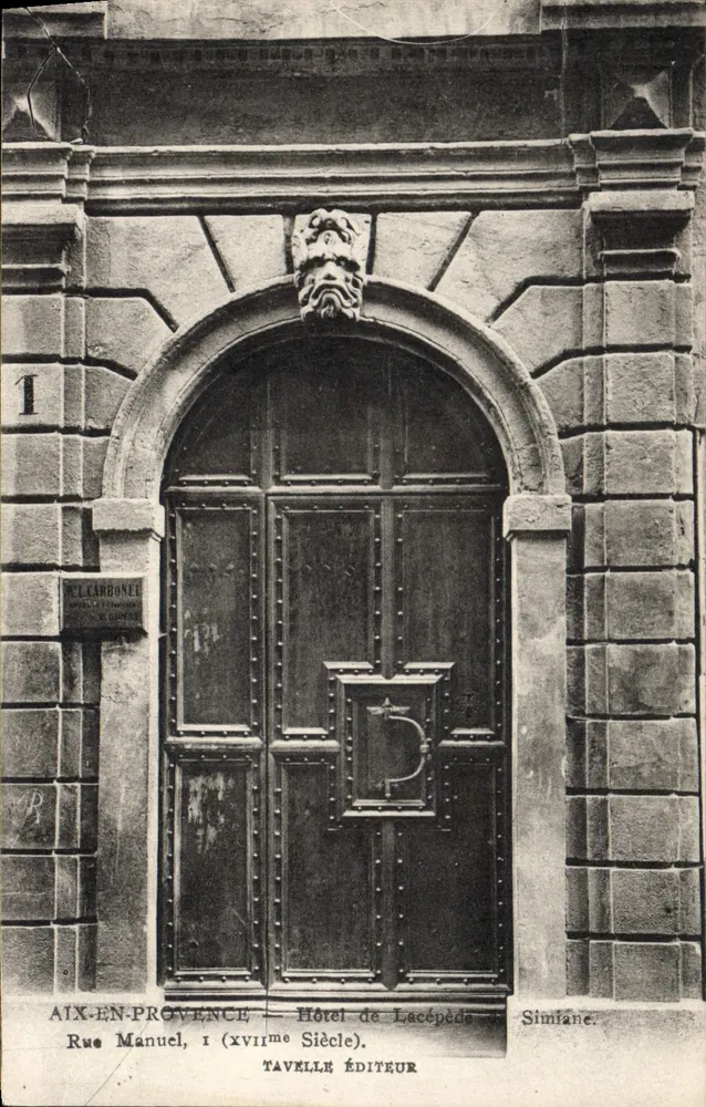 Aix-en-Provence — Hotel de Lacépède — Rue Manuel, 1 (Século XVI) — Tavelle Editora - Frente