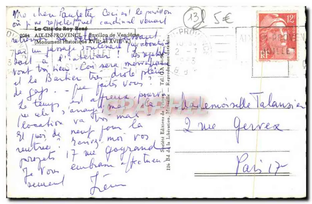 A Cidade do Rei René — Pavilhão de Vendôme — editor Ryner - Verso