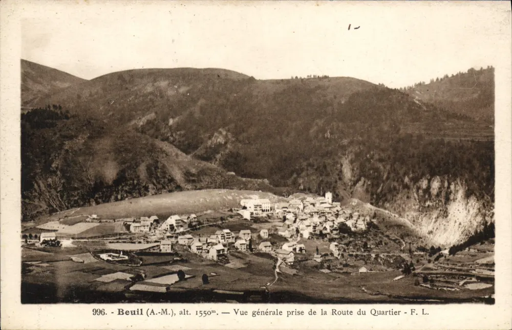 Beuil (A.M.) — Vista generale scattata dalla Route du Quartier — F. L. n° 996 - Recto