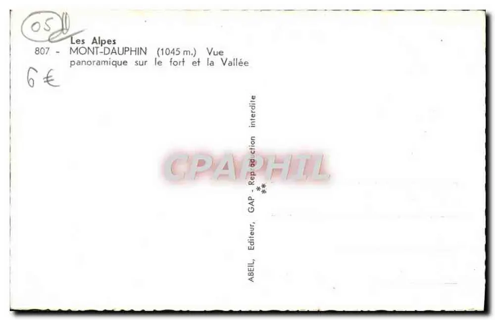 Mont-Dauphin — Panoramablick auf das Schloss und die Talregion — ABEL, Verlag, GAP - Rückseite
