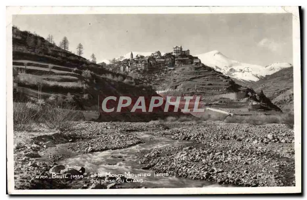 Beuil (1454 m) und Mount Mounier (2819 m) — Aussicht vom Cians — Ausgabe des Grand Hôtel du Cians - Vorderseite