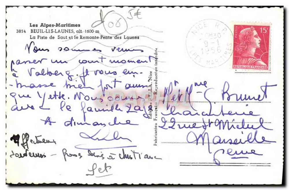 Alpes-Maritimes — Beuil-Les-Launes, H. 1600 m — Sprungbrett und Schlepplift — Französische Ausgabe - Rückseite