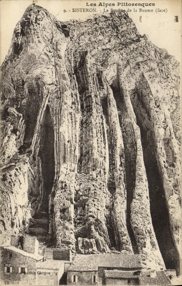 Sisteron - As Rochas da Baume (face) — As Alpes Pittorescas, n°9, Editor Clergue - Frente
