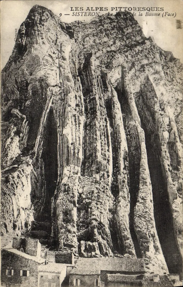 Sisteron — O Pico da Baume (Face) — Alpes Pittorescas, n°9, editor Clairgues - Frente