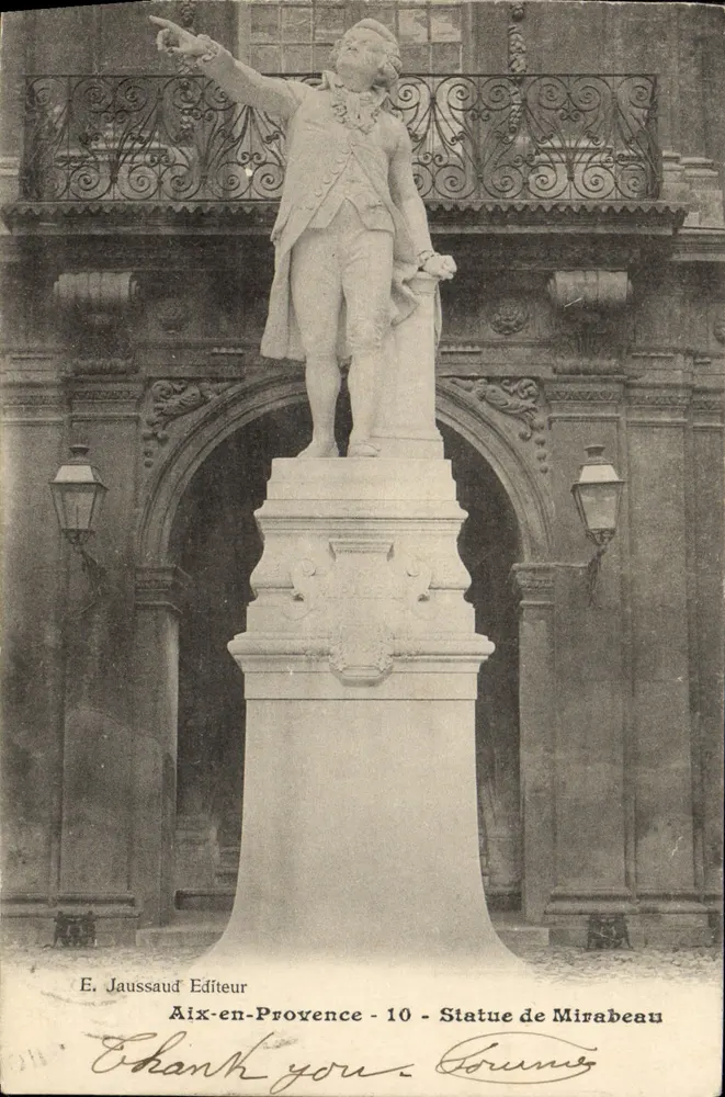 Estátua de Mirabeau — Aix-en-Provence — E. Jaussaud Editor - 10 - Frente