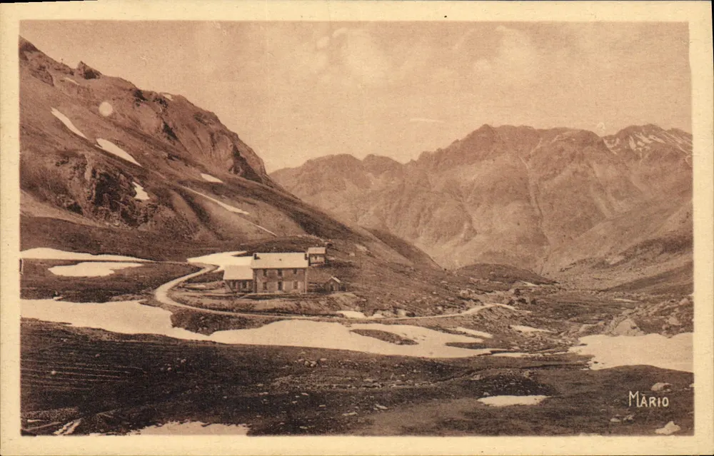 Col de la Cayolle et le Refuge — Route des Alpes — Éditeur Long Frères, Guilllaumes - Recto