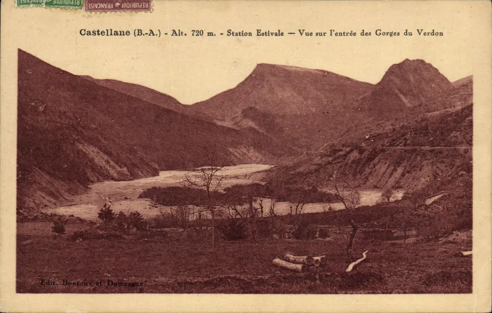 Castellane (B.-A.) - H. 720 m. - Sommerstation — Blick auf den Eingang der Gorges du Verdon — Verlag Bontoux et Domergue - Vorderseite