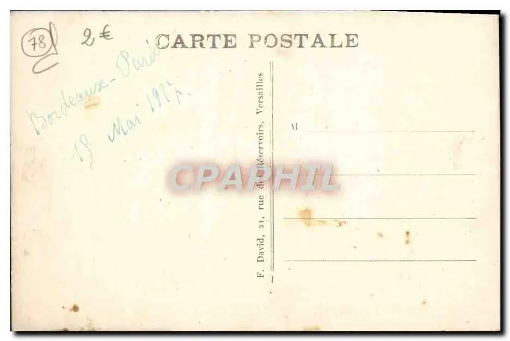 Gruta de Apolo — local natural com cachoeiras e esculturas — editor F. David, 21 rue des Réservoirs, Versailles - Verso