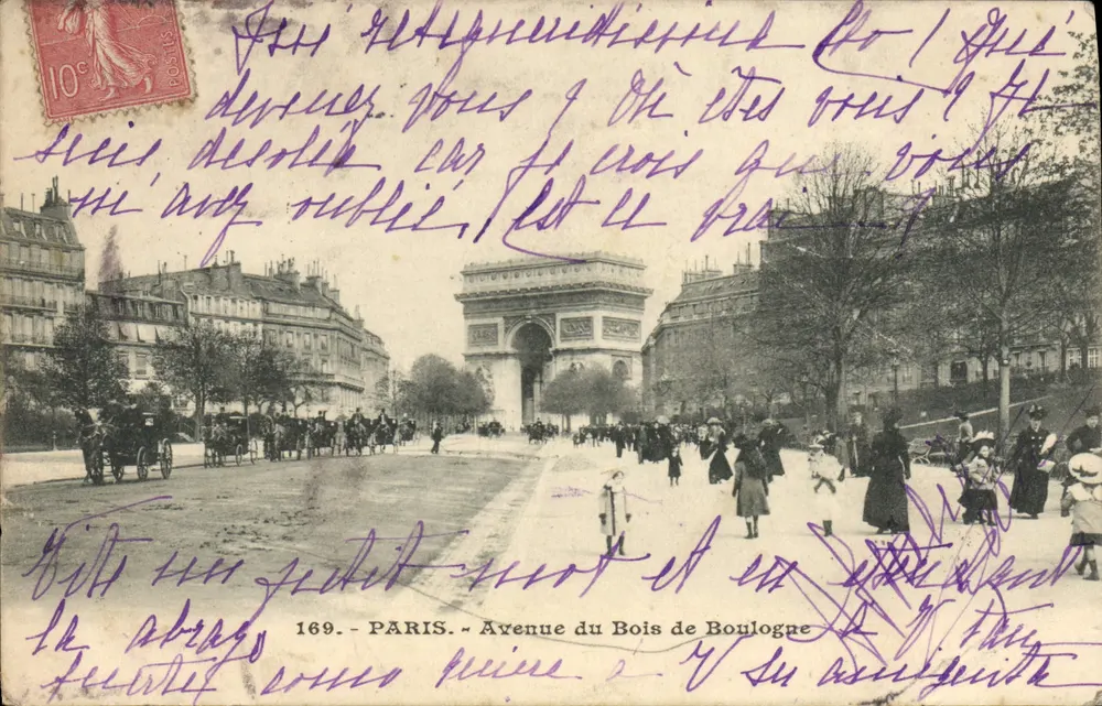 Paris - Avenue du Bois de Boulogne — Arc de Triomphe — anonymer Verlag, Nr. 169 - Vorderseite