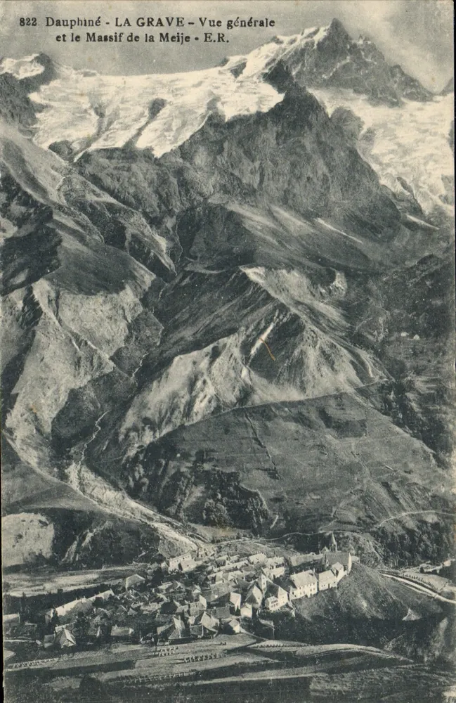 La Grave - Allgemeiner Blick und der Massif de la Meije - E.R. - Vorderseite