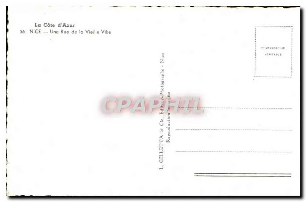 Nice — Rue de la Vieille Ville — L. Gilletta, Editor-Fotógrafo - Verso
