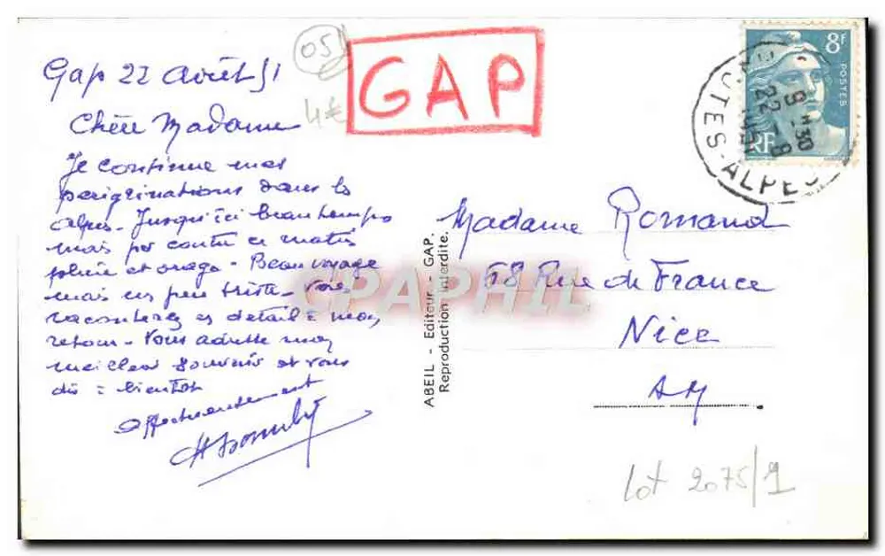 Gap (alt. 790 m) — Vista general tomada desde la Colina de Puymaure — ABEIL, GAP - Reverso