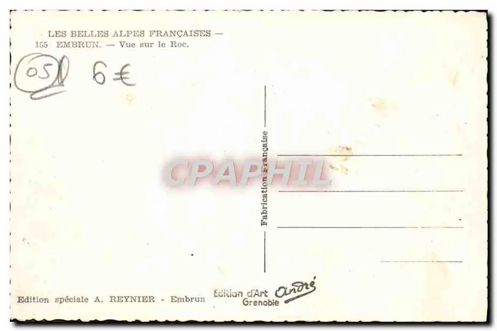Embrun — widok na Roc — Wydanie specjalne A. Reynier - Rewers