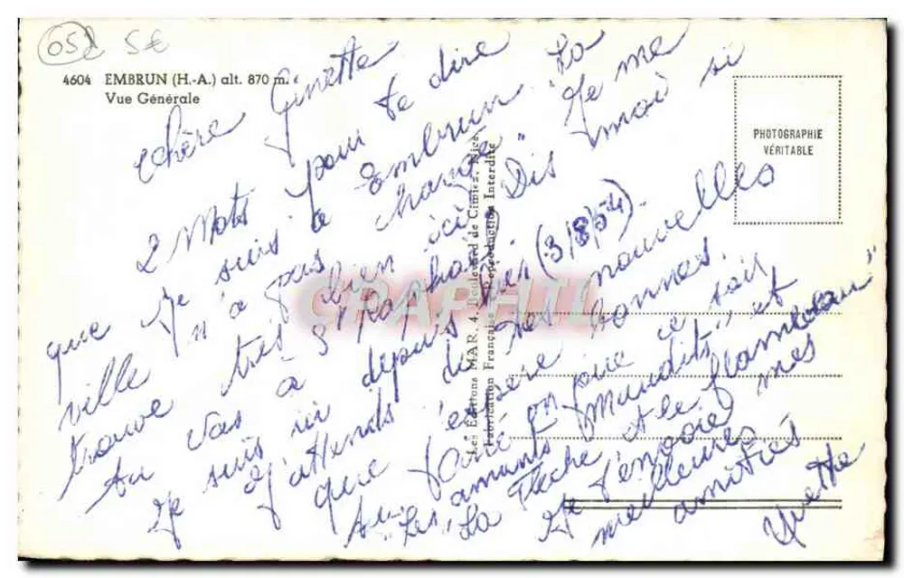Embrun (H.-A.) — Vista Geral — Edições MAR. A. (Sociedade de Cinema) - Verso
