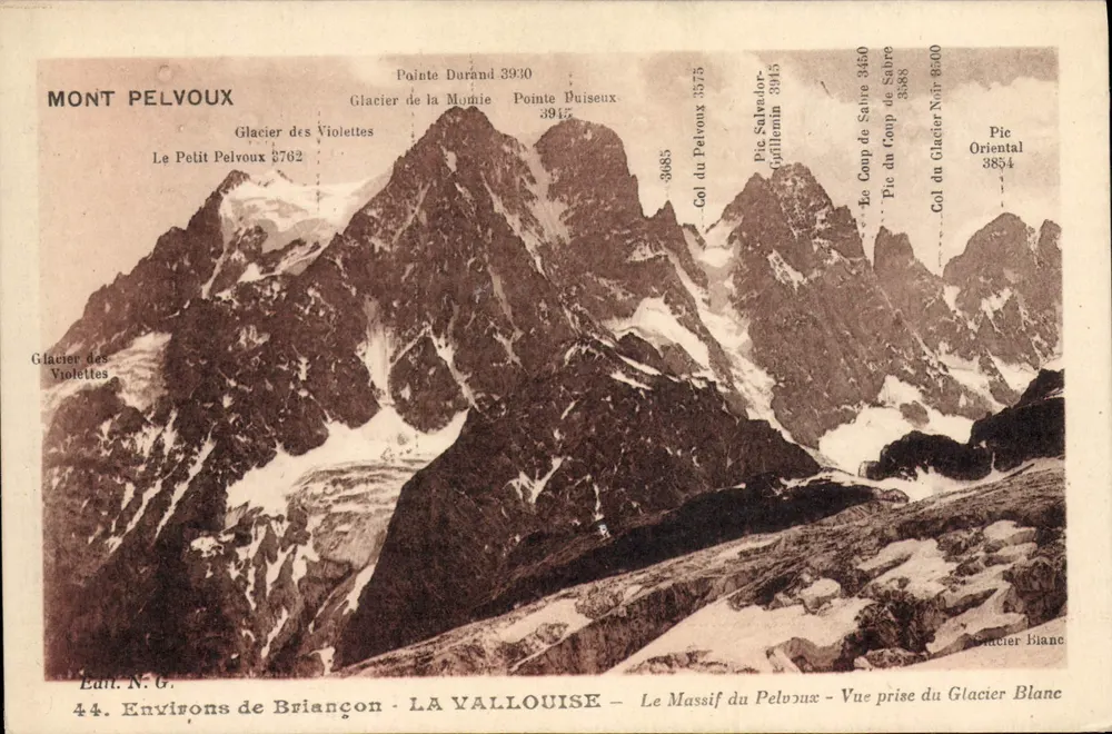 Mont Pelvoux — Ansicht vom Weißen Gletscher — Verlag N.G. n°44 - Vorderseite