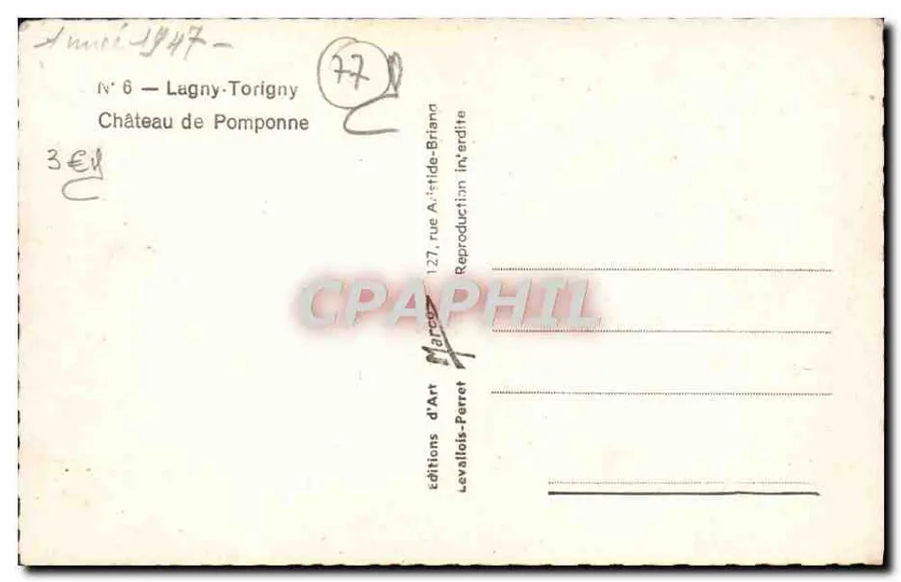 Castelo de Pomponne — Lagny-Torigny — editor Marco - Verso
