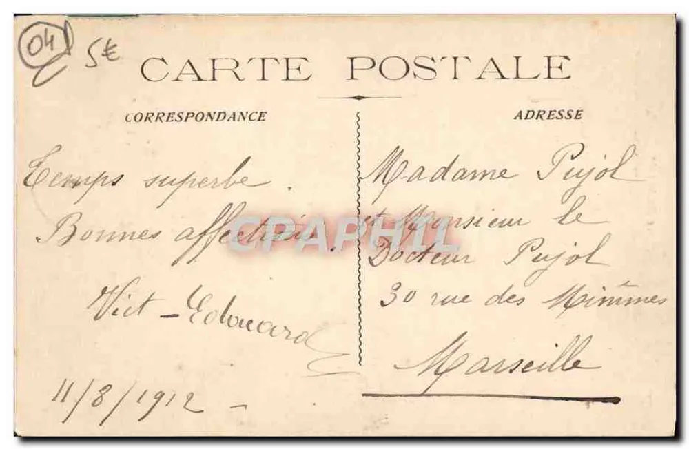 Colmars (B.-A.) — Cachoeira da Lança — Editor não identificado - Verso