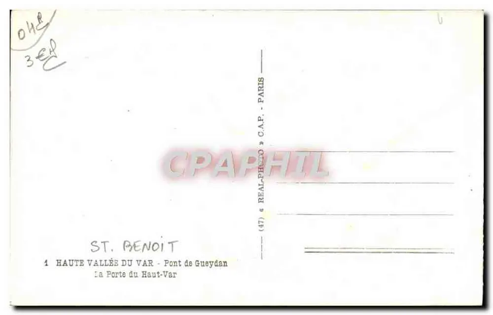 Die Pforte des Haut-Var — Brücke von Gueydan — Antike Ansichtskarte (47) — ST. PÉNOIT - Rückseite