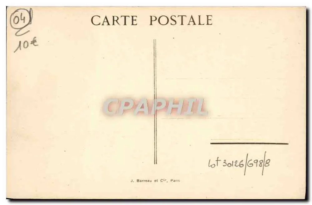 Rota de inverno das Alpes — Digne — J. Barreau e Cie, Paris - Verso
