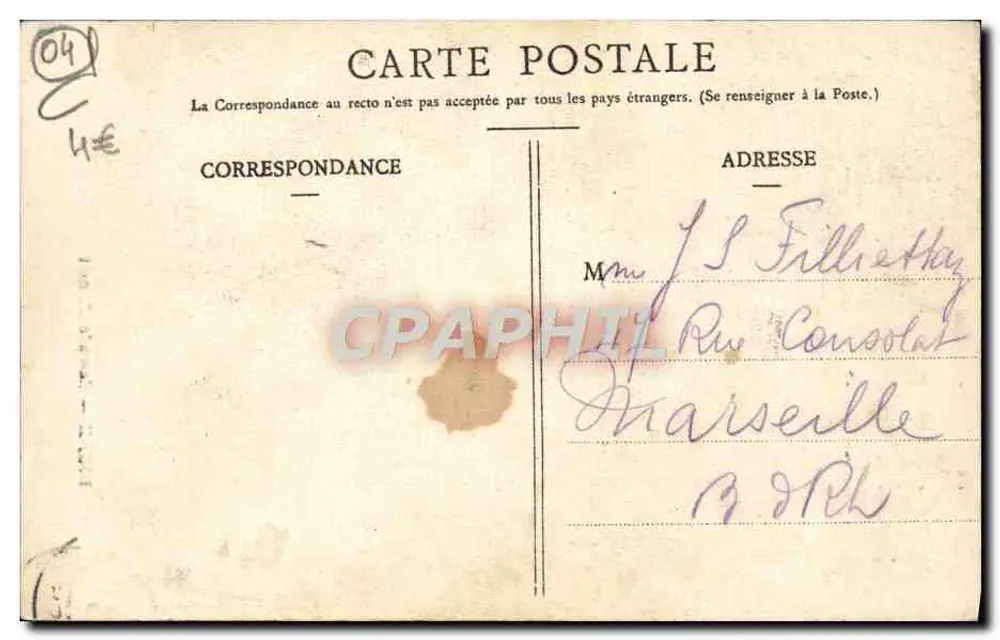 Digne — Cachoeira de Auzet — Editor desconhecido, número de série não visível - Verso