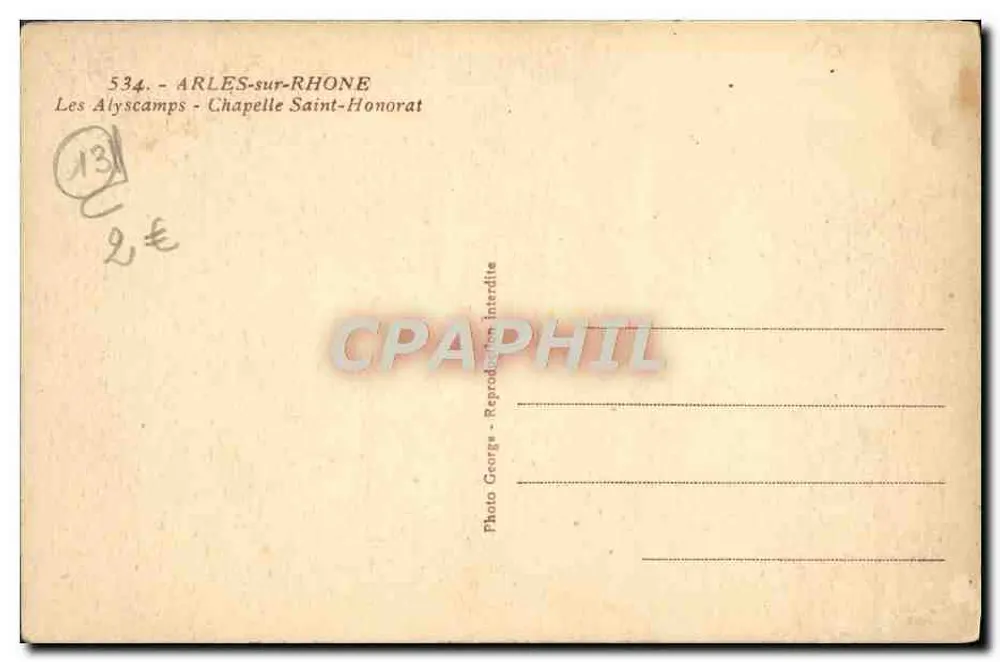 Les Alyscamps - Kapelle Saint-Honorat — Arles-sur-Rhône — Photo Georges - Rückseite