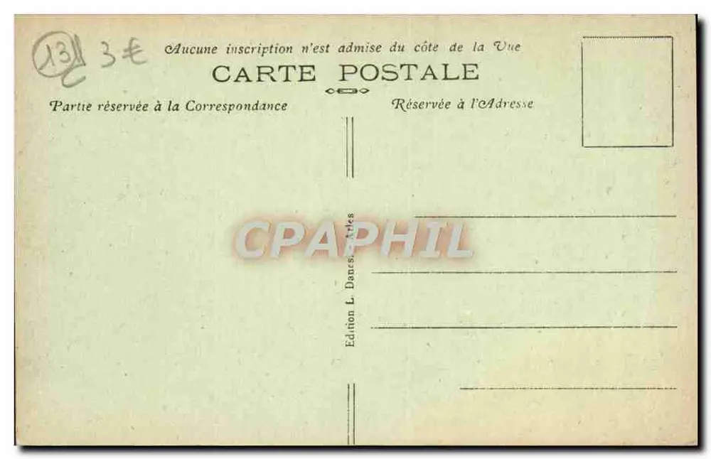 Arles - Praça da República — Obelisco e prefeitura — Edição L. Dances, Arles, n°60 - Verso