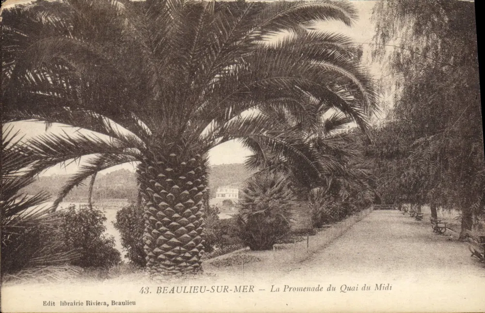 Beaulieu-sur-Mer — La Promenade du Quai du Midi — Edit. librairie Riviera, Beaulieu - Recto