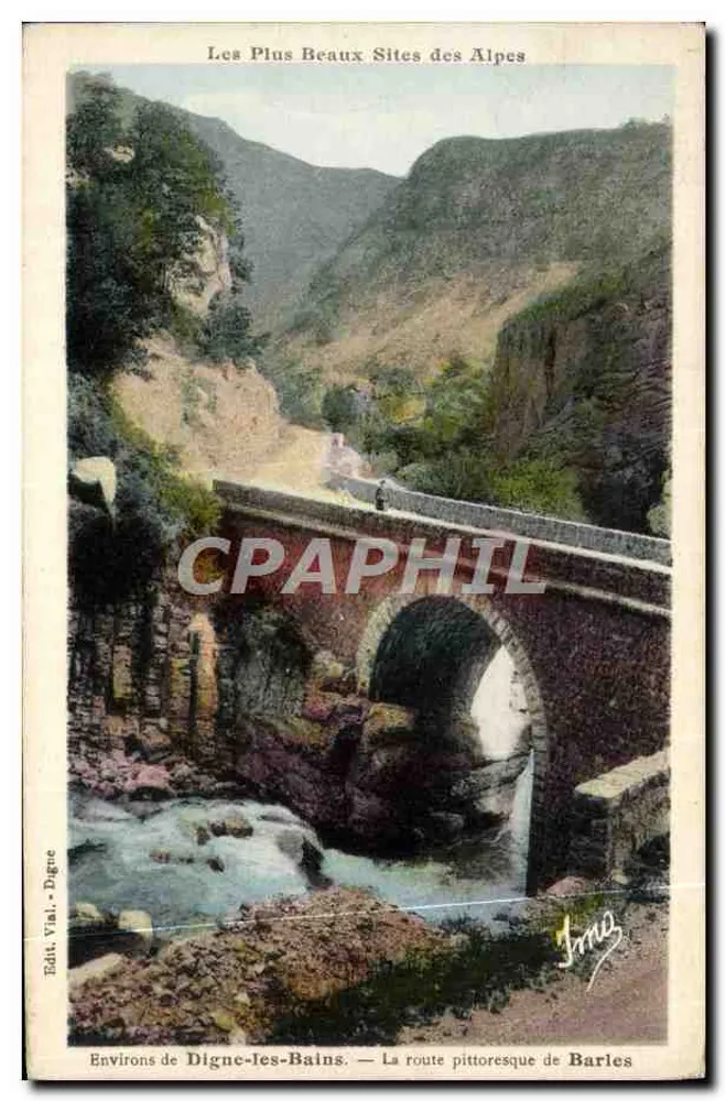 Um Digne-les-Bains — Die malerische Route von Barles — Edit. Vial - Digne - Vorderseite