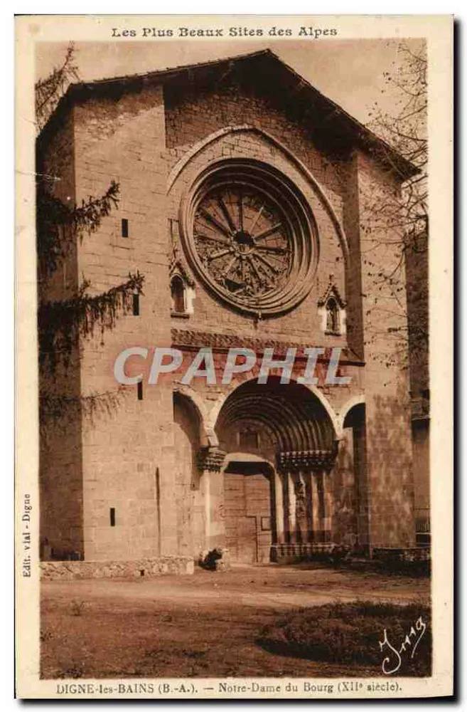 Digne-les-Bains (B.-A.) — Notre-Dame du Bourg (século XII) — Edit. Vial - Digne - Frente