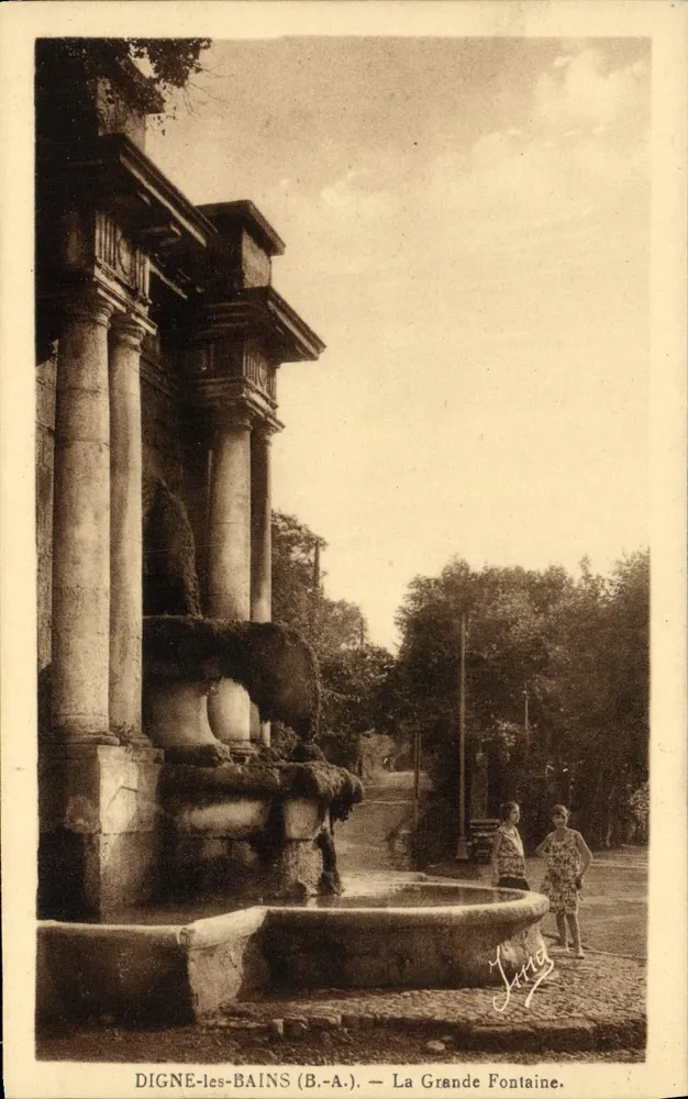 Digne-les-Bains (B.-A.) — Die Große Fontäne — J. Ling - Vorderseite