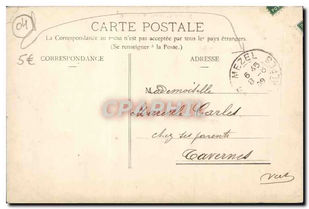 Digne - A Clue de Chabrières — vista do cânion com um ponte e um pedestre — editor Cattiaux, n° 13 - Verso