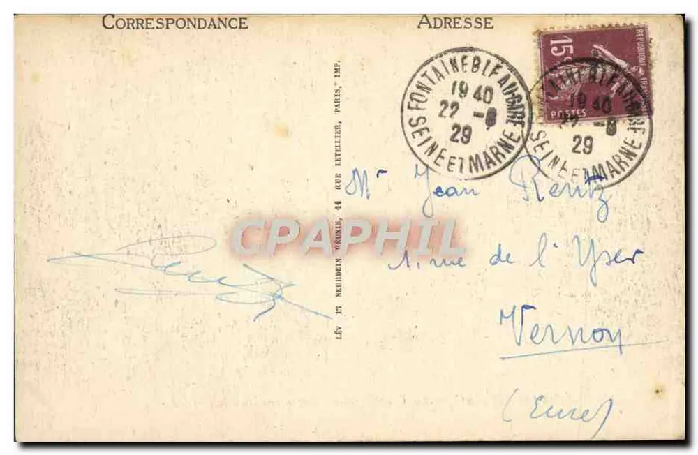 Fontainebleau — La Forêt — Le Sphinx des Druides — LL. — N° 125 - Verso