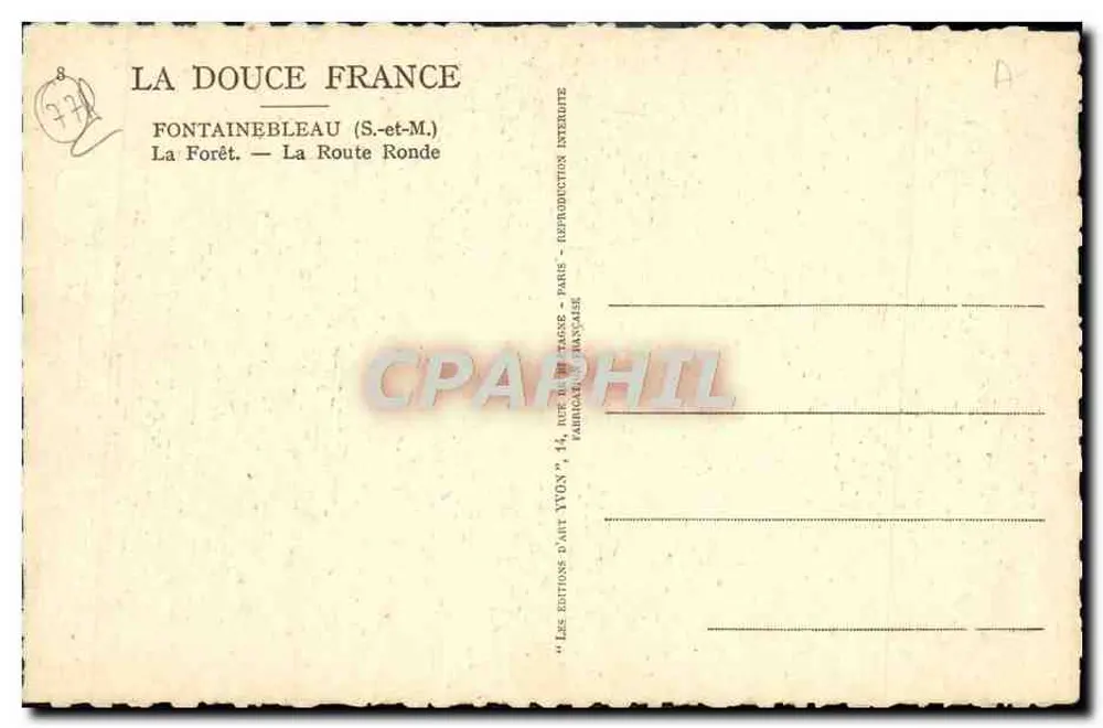 La Forêt — La Route Ronde — Éditions d'Art Yvonn, Paris - Verso