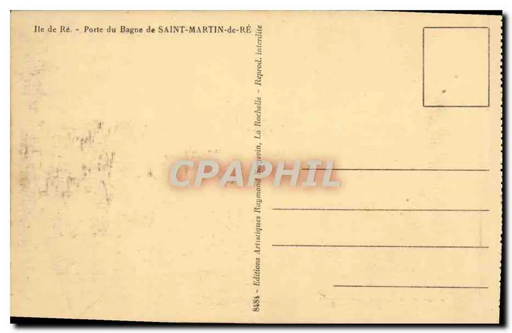 Tor zur Gefängnisanlage SAINT-MARTIN-de-RÉ — Verlag Ramontcho — Nr. 848 - Rückseite