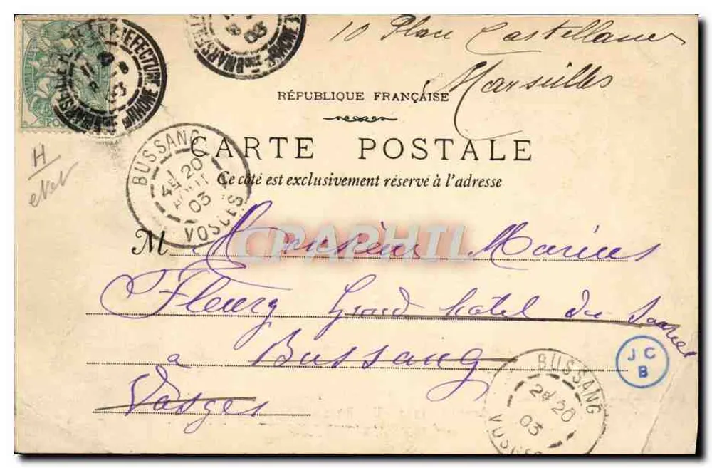 Marseille - 1905 - Eine Fahrradpatrouille — Phototypie E. Lacor, 19, rue Thubaneau - Rückseite