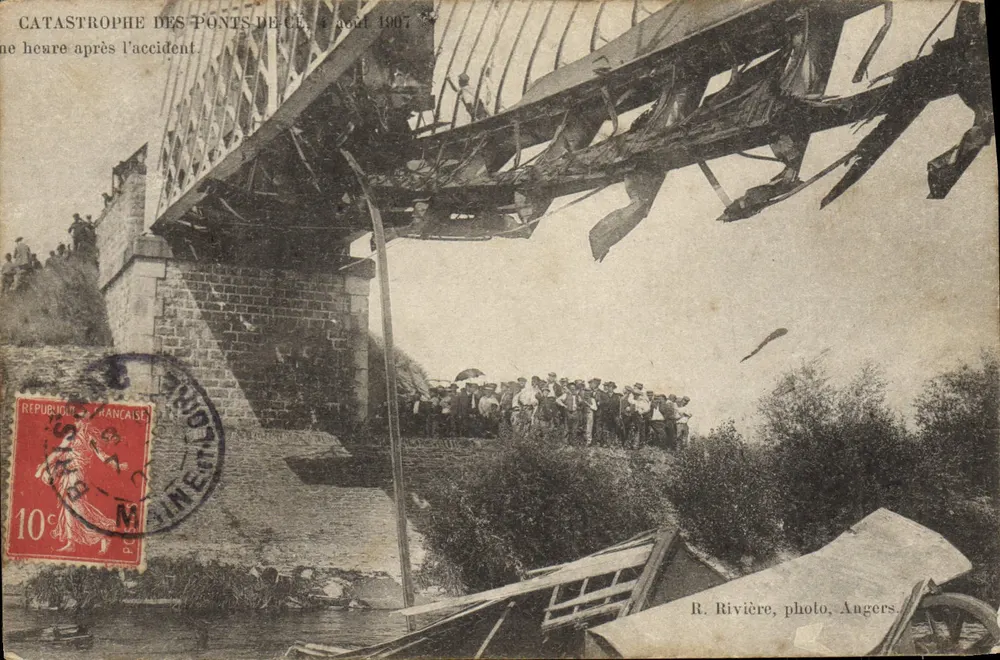 Katastrophe der Brücken von Cé — 4. August 1907 — R. Rivière, Foto, Angers - Vorderseite