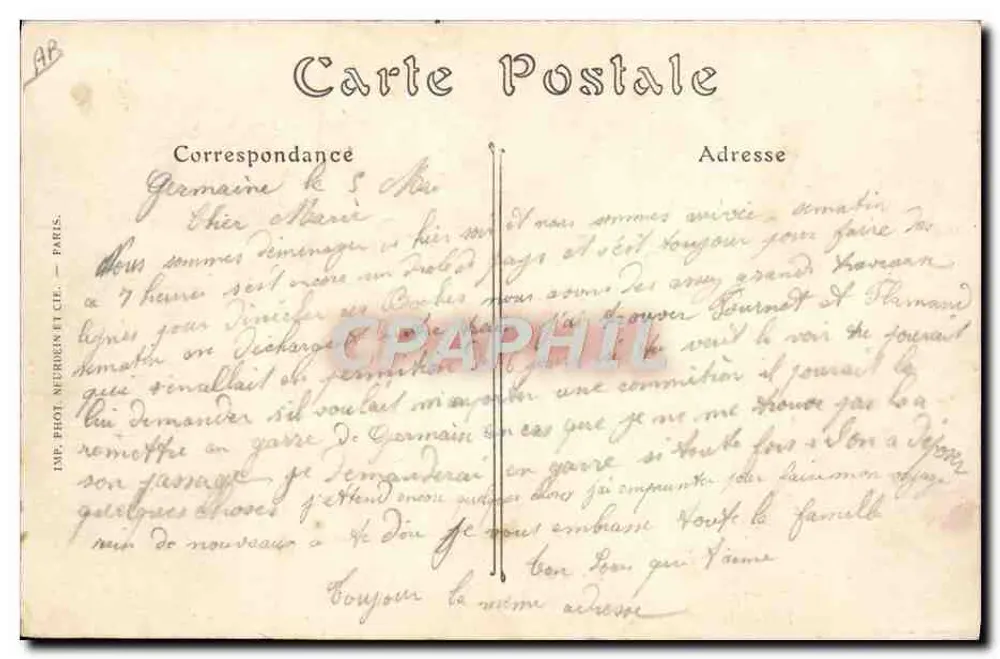 Zugunfall in der Nähe von Lizy-sur-Ourecq — Kampagne 1914-1915 — Genehmigt Paris Nr. 167 - Rückseite