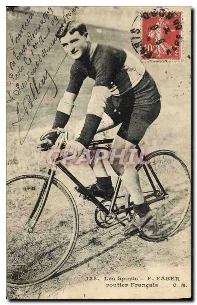 Radfahrer — Paris, 1. August 1909 — F. FABER, C.M. - Vorderseite