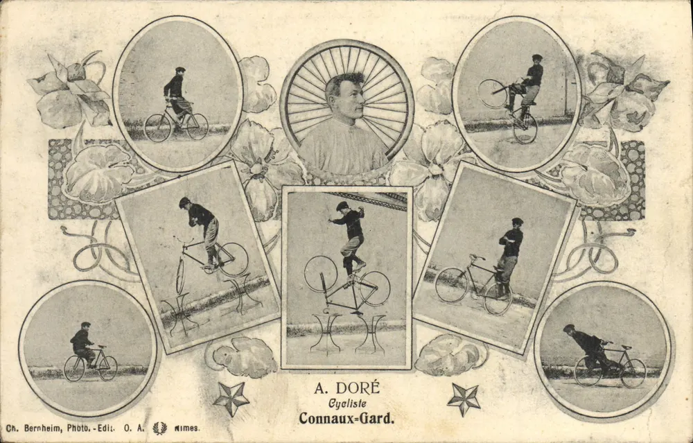 A. DORÉ — Cycliste Connaux-Gard — Ch. Bernheim, Photo-Edi. O. A., Mimes - Recto