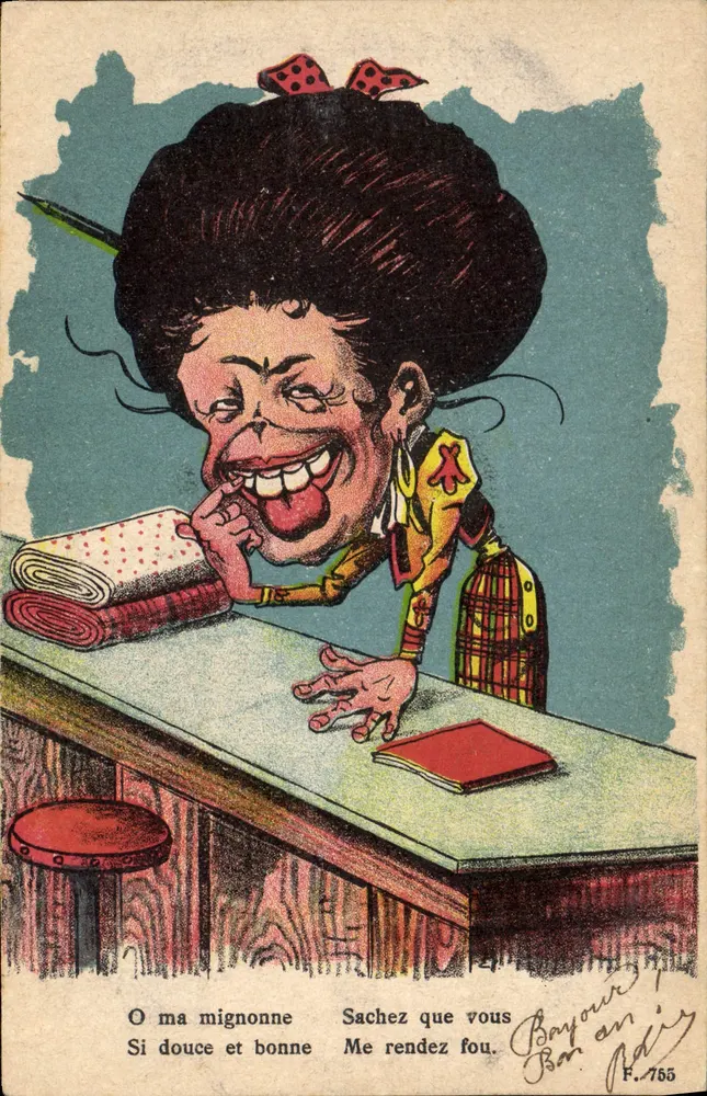 Caricatura de uma mulher travessa — Bayour an Adis F.755 - Frente