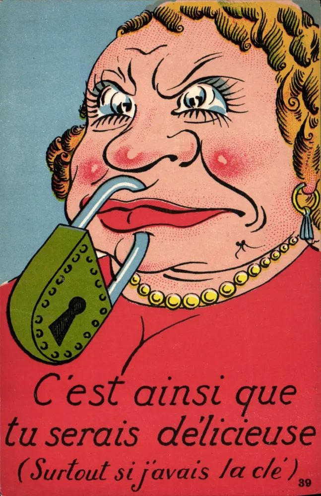 Kobieta z zamkiem — żart — G. R., Nantes, seria M - Awers