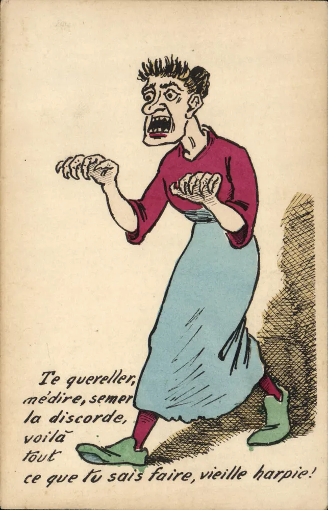 Caricatura de uma mulher maldizente — M.G.A. — n°34 - Frente