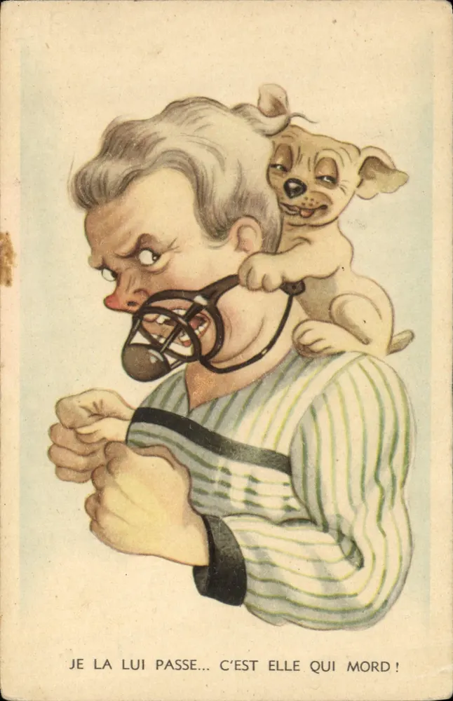 Cachorro que morde — caricatura de um homem com máscara — editor Loop, n° 21460 - Frente