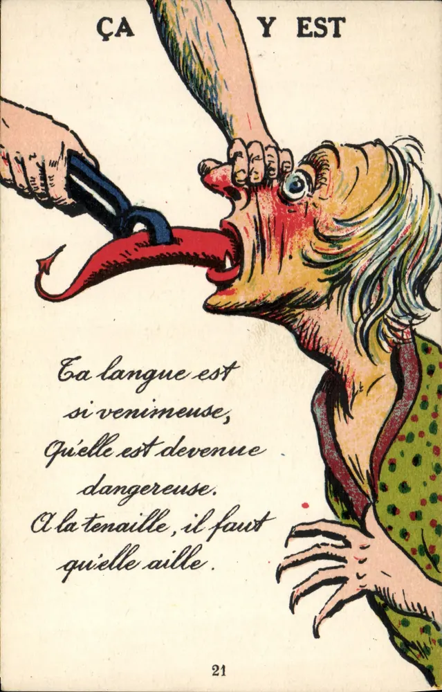 Satirische kaart — giftige tong — G.A. NANTES, serie M, n°21 - Voorkant