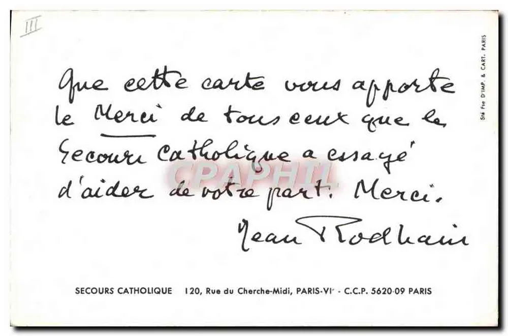 Secours Catholique — Henri Fauvre — editor não visível - Verso
